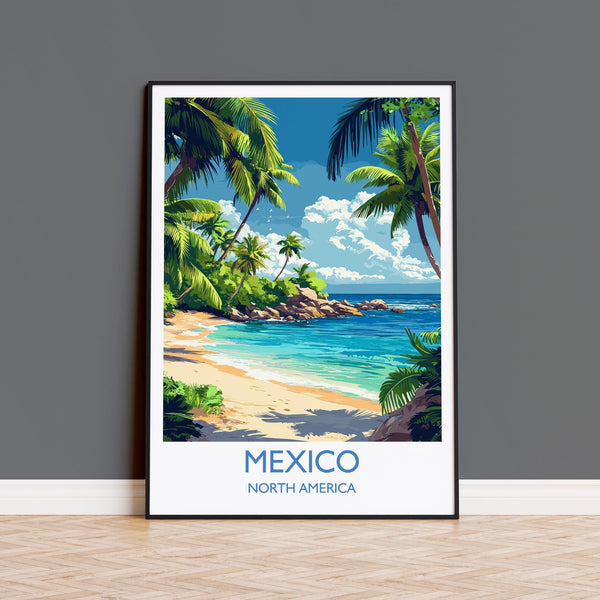 Mexico Travel Print Wall Art, Travel Poster of Mexico, Mexico Coast Art Gift, Mexico Art Lovers Gift,
