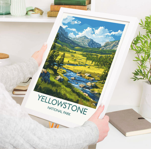 Yellowstone National Park Travel Poster Wall Art, Travel Print of Yellowstone, National Park Art Lovers Gift, Wyoming, USA, Wall Art Gift