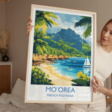 Mo'orea Travel Poster Wall Art, Travel Print of Mo'orea, French Polynesia, South Pacific Islands Art Lovers Gift NQ Media Designs