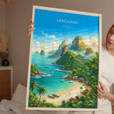 Langkawi Malaysia Travel Print, Tropical Island Wall Art, Langkawi Beach Poster, Malaysia Travel Poster, Asian Paradise Illustration