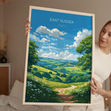 East Sussex Travel Print Wall Art, East Sussex Travel Poster, English Countryside Art Gift, Wall Art Print NQ Media Designs
