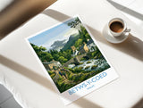 Betws-y-Coed Wales Travel Poster, Pont-y-Pair Bridge Wall Art, Snowdonia Print, Welsh Village & River, North Wales Travel Poster