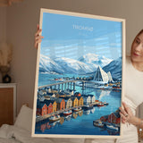 Tromsø Norway Poster, Northern Lights Wall Art, Arctic Cathedral Print, Norway Travel Poster, Tromsø Gift