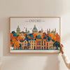 Oxford Travel Poster Skyline Wall Art Landscape, Travel Print of Oxford, Oxford Art Lovers Gift, England Horizontal Art Gift