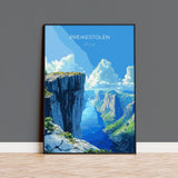 Preikestolen Travel Poster, Travel Print of Fjords, Norway Poster, Preikestolen Art Gift, Norway Art Lovers Travel Gift NQ Media Designs