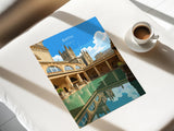 Bath Travel Print, Travel Poster of Bath, England, Cotswolds Art, English City Gift, Avon Wall Art Print NQ Media Designs