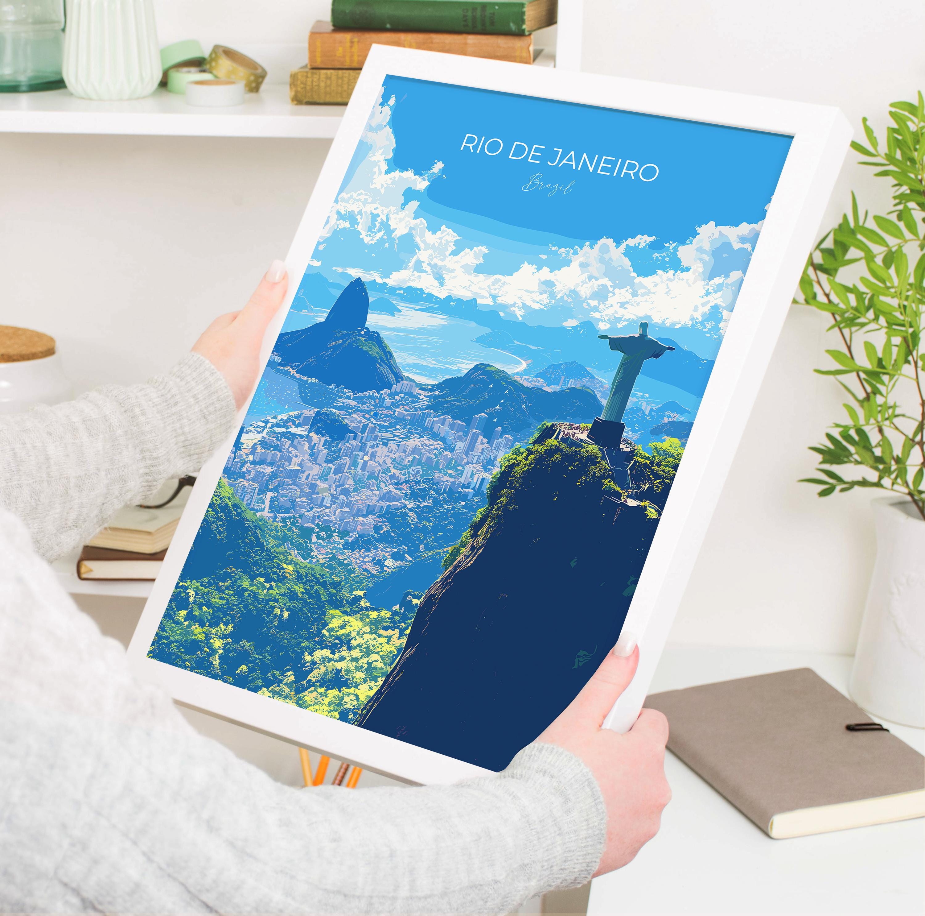 Rio De Janeiro Travel Poster, Travel Print of Rio De Janeiro , Brazil City Poster, Rio De JaneiroWall Art Lovers Gift, Brazil Art Gift NQ Media Designs
