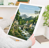 Betws-y-Coed Wales Print, Pont-y-Pair Bridge Poster, Snowdonia Wall Art with Border, Welsh Village Print, North Wales Gift Print