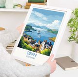 Oban Wall Art Print – Scenic Scotland Travel Poster, Harbour & Coastal Illustration, Gift for Travel Lovers NQ Media Designs