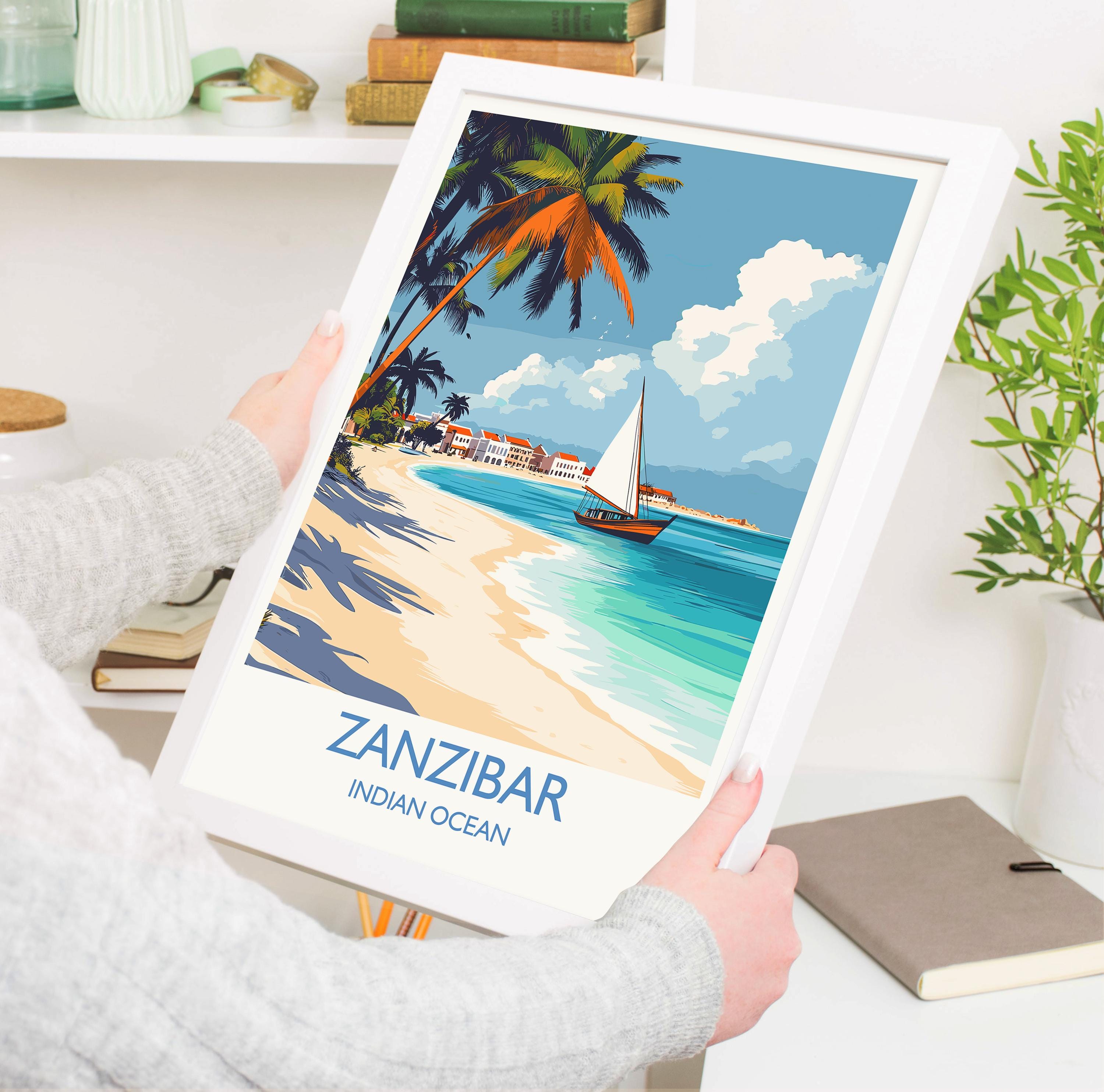 Zanzibar Travel Print, Travel Poster of Zanzibar, Indian Ocean Island Art, Zanzibar Wall Art Gift, NQ Media Designs