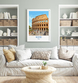 Rome Colosseum Travel Poster, Rome Italy Wall Art, Ancient Roman Architecture Print, Historic Landmark Illustration, Europe Decor, Rome Gift