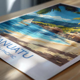 Vanuatu Travel Poster Wall Art, Travel Print of Vanuatu, South Pacific Islands Art Lovers Gift NQ Media Designs