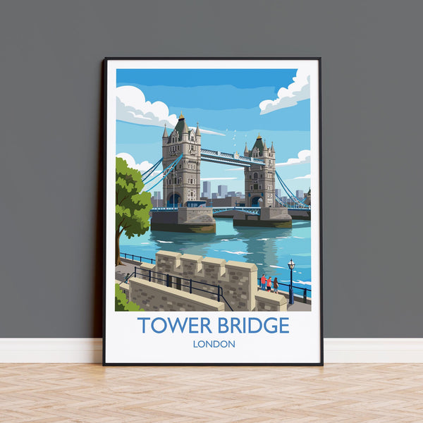 Tower Bridge Travel Print, Travel Poster of Tower Bridge, London Poster, Tower Bridge Gift, London City Art, London Art UK Travel Gift