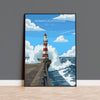 Roker Lighthouse Travel Poster Wall Art, Travel Print of Roker Pier Lighthouse, Sunderland, Northern England, Tyne & Wear Art Gift NQ Media Designs