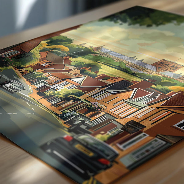 St Albans Travel Print Wall Art, Travel Poster of St Albans, Hertfordshire, England, English Cathedral City Gift