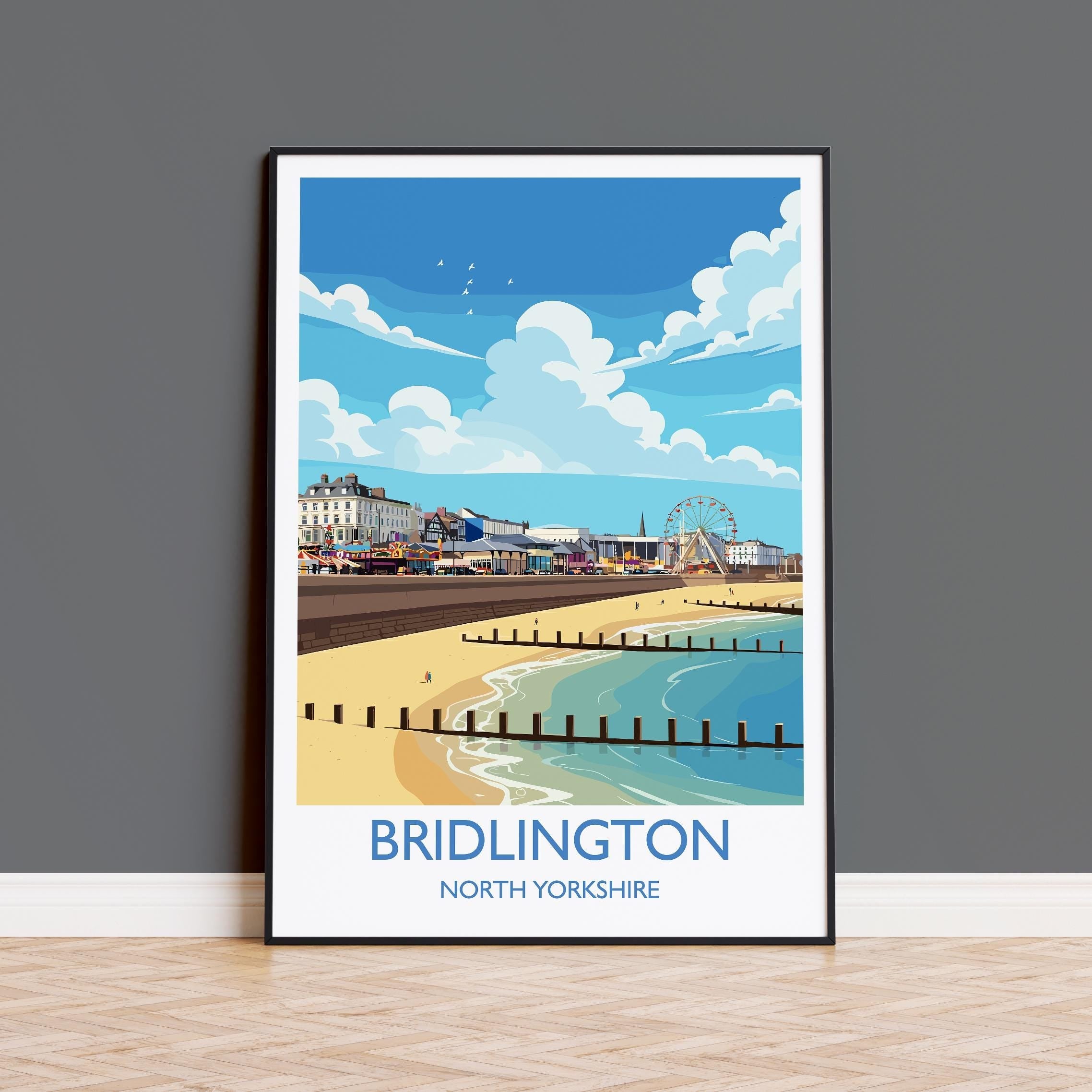 Bridlington Travel Print, Travel Poster of Bridlington, Yorkshire Gift, England, North Yorkshire Art, Bridlington Gift, Wall Art Print NQ Media Designs