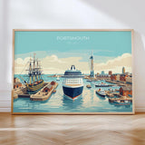 Portsmouth Landscape Travel Print Poster, Spinnaker Tower Wall Art, Hampshire Coastal City Illustration, UK Travel Decor, Seaside Gift NQ Media Designs