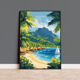 Mo'orea Travel Print Wall Art, Travel Poster of Mo'orea, French Polynesia, South Pacific Islands Art Lovers Gift NQ Media Designs