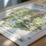 Peak District Illustrated Map Print, England Wall Art, Derbyshire Map Poster, Framed or Canvas Print, Peak District Gift