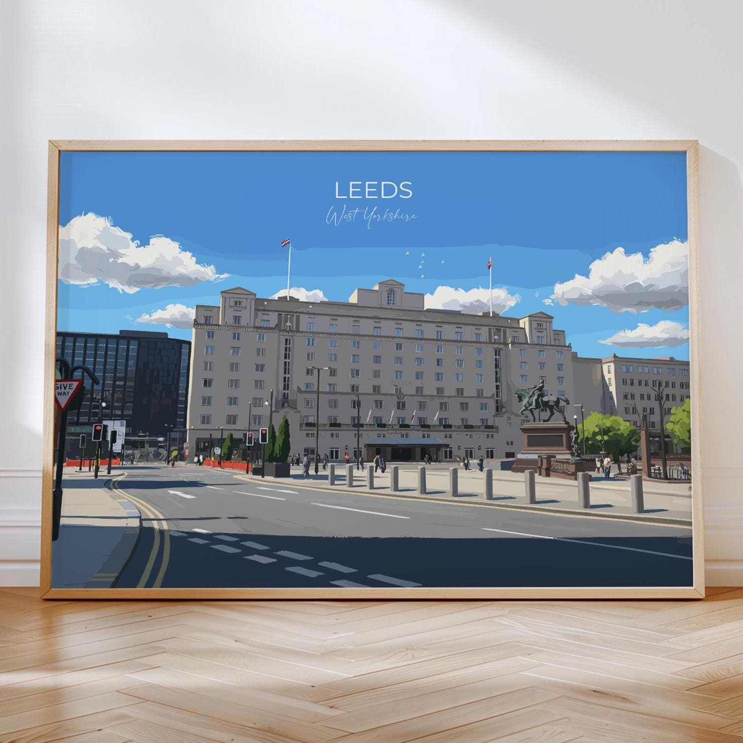 Leeds City Art Print, Leeds City Square, West Yorkshire Landscape Poster, England UK City Travel Decor NQ Media Designs