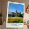 Thoresby Park Travel Poster Wall Art, Travel Print of Thoresby Park, Thoresby Hall, Nottinghamshire, England, English Countryside Art Gift