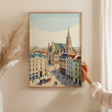 Vienna Travel Poster, St Stephens Cathedral Wall Art, Vienna City Print, Austrian Architecture Illustration, Vintage Style. Vienna Gift