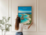 Maldives Indian Ocean Travel Print, Tropical Island Wall Art, Maldives Beach Poster, Overwater Bungalows, Luxury Island Travel Poster