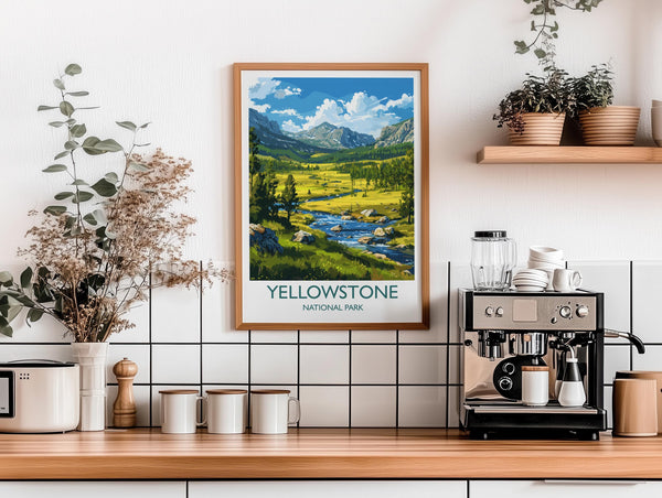 Yellowstone National Park Travel Poster Wall Art, Travel Print of Yellowstone, National Park Art Lovers Gift, Wyoming, USA, Wall Art Gift