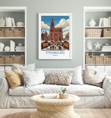 Strasbourg Christmas Market Print, Alsace Winter Wall Art with Border, Petite France Poster, France Festive Travel Print, Strasbourg Gift