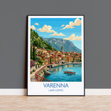 Varenna Lake Como Print, Italian Lakes Wall Art with Border, Lombardy Poster, Italy Travel Print, Varenna Gift