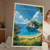 Lulworth Cove Travel Print, Travel Poster of Lulworth Cove, England, Dorset Coast Art Lovers Gift, Wall Art Print