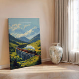 Glenfinnan Viaduct Travel Poster Wall Art, Scottish Highlands Art, Railway Bridge Print, Scotland Landscape, Steam Train Decor Artwork NQ Media Designs