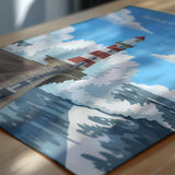 Roker Lighthouse Travel Poster Wall Art, Travel Print of Roker Pier Lighthouse, Sunderland, Northern England, Tyne & Wear Art Gift NQ Media Designs