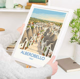 Alberobello Italy Print, Trulli Houses Wall Art with Border, Puglia Village Poster, Italian Travel Print, Alberobello Gift Print