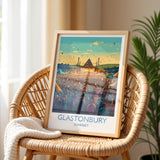 Glastonbury Travel Print, Travel Poster of Glastonbury, Somerset, England, Glastonbury Art, Festival Art Gift, Somerset Wall Art Print NQ Media Designs
