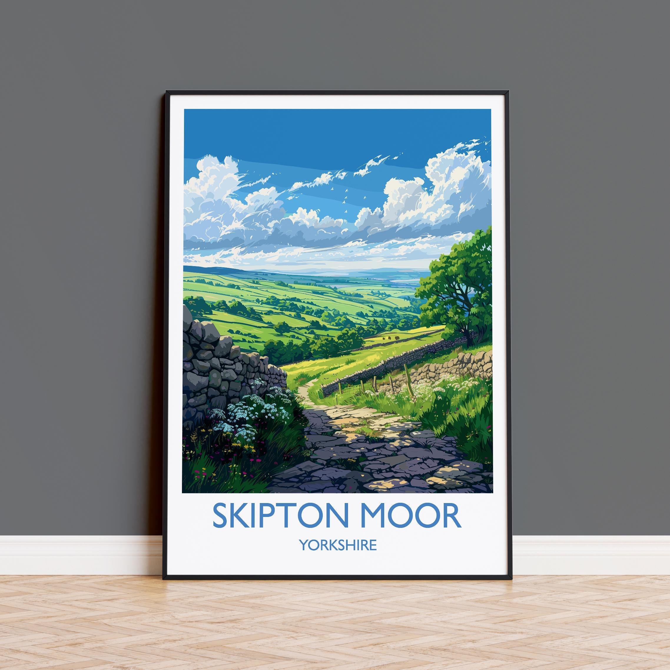 Skipton Moor Travel Print Wall Art, Travel Poster of Skipton Moor, Skipton Art Print, North Yorkshire Wall Print, Yorkshire Art Lovers Gift NQ Media Designs