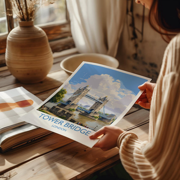 Tower Bridge Travel Print, Travel Poster of Tower Bridge, London Poster, Tower Bridge Gift, London City Art, London Art UK Travel Gift