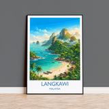 Langkawi Malaysia Travel Poster, Tropical Island Wall Art, Langkawi Beach Print, Malaysia Travel Poster, Asian Paradise Illustration