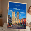 Lincoln Travel Print Wall Art, Travel Poster of Lincoln Cathedral, England, Lincolnshire Art Lovers Gift, Travel Art Gift