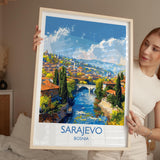 Sarajevo Travel Poster Wall Art, Travel Print of Sarajevo, Bosnia, Sarajevo Wall Art Gift, Bosnia Herzegovina City Print NQ Media Designs