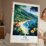 Fiji Travel Poster Wall Art, Travel Print of Fiji, South Pacific Islands Art Lovers Gift NQ Media Designs