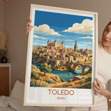 Toledo Spain Print, Toledo Cathedral Wall Art with Border, Alcazar Poster, Spain Travel Print, Toledo Gift Print