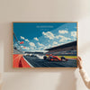 Silverstone Landscape Travel Poster Wall Art, Travel Print of Silverstone, Northamptonshire Art Lovers Gift, English Countryside