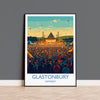 Glastonbury Travel Print, Travel Poster of Glastonbury, Somerset, England, Glastonbury Art, Festival Art Gift, Somerset Wall Art Print NQ Media Designs