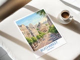 Bucharest Travel Poster, Romanian Athenaeum Wall Art, Bucharest City Print, Historic Architecture Illustration, Europe Decor, Romania Gift
