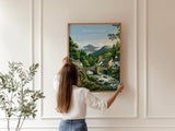 Betws-y-Coed Wales Print, Pont-y-Pair Bridge Poster, Snowdonia Wall Art with Border, Welsh Village Print, North Wales Gift Print