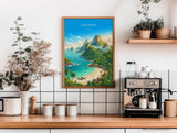 Langkawi Malaysia Travel Print, Tropical Island Wall Art, Langkawi Beach Poster, Malaysia Travel Poster, Asian Paradise Illustration
