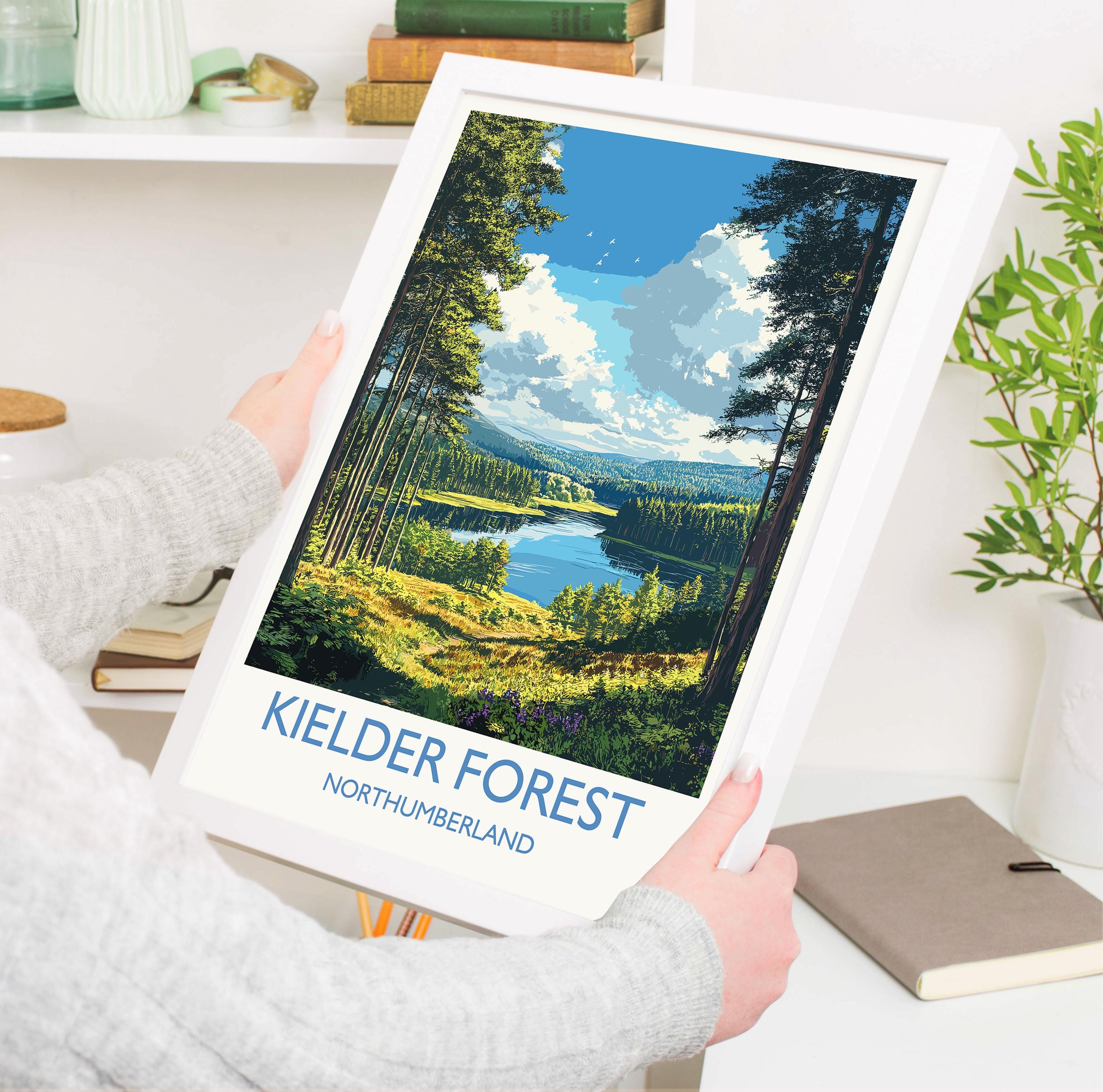 Kielder Forest Travel Print, Travel Poster of Kielder Forest, Kielder Water Reservoir, Kielder Forest Art, Northumberland Gift, NQ Media Designs
