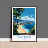 Acapulco Travel Print Wall Art, Poster of Acapulco, Mexico Coast Art Gift, Mexico Cities Art, NQ Media Designs