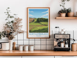 Northumberland Travel Print, Travel Poster of Northumberland Countryside, Hadrians Wall, England, Housesteads Fort Art, Wall Art Print NQ Media Designs